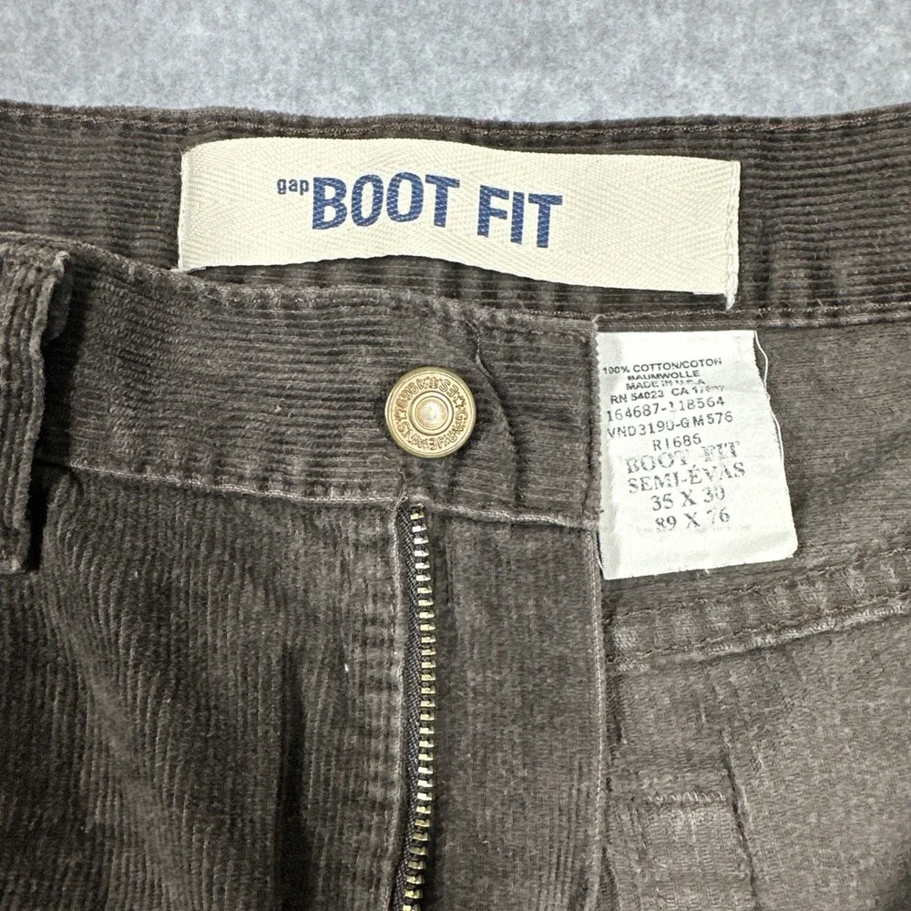 GAP Boot Fit Vintage Corduroy Pants Men's 35x30 Brown Grunge Retro 90s Made USA